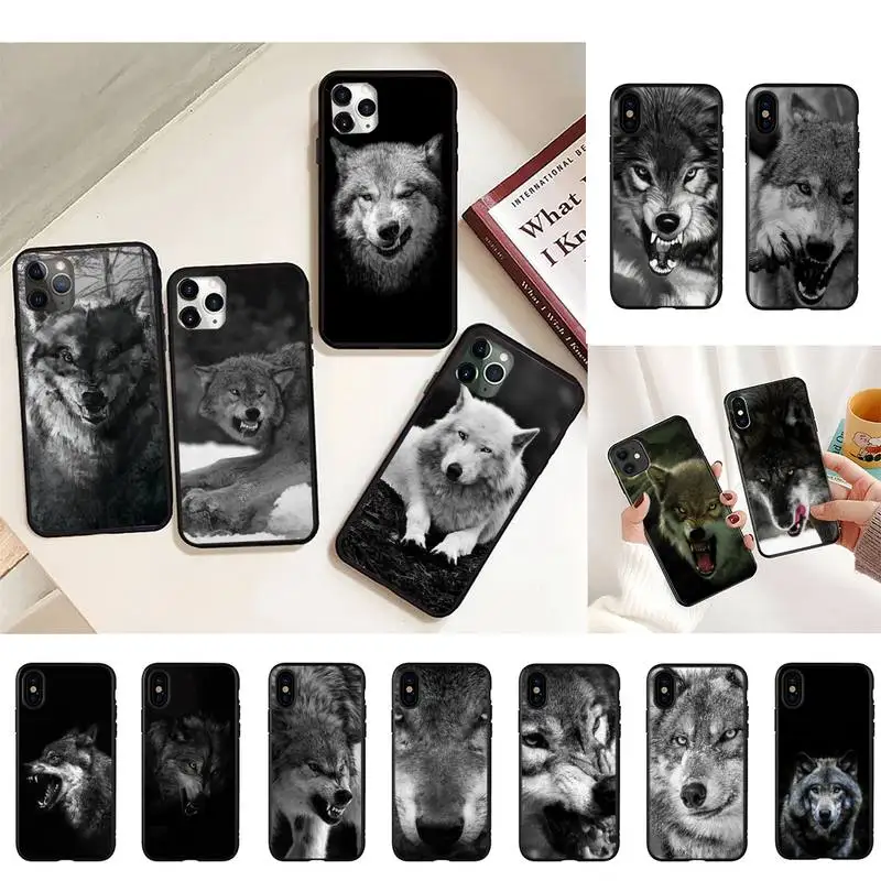 

FHNBLJ Angry Animal wolf Face Phone Case for iPhone 11 12 13 mini pro XS MAX 8 7 6 6S Plus X 5S SE 2020 XR case