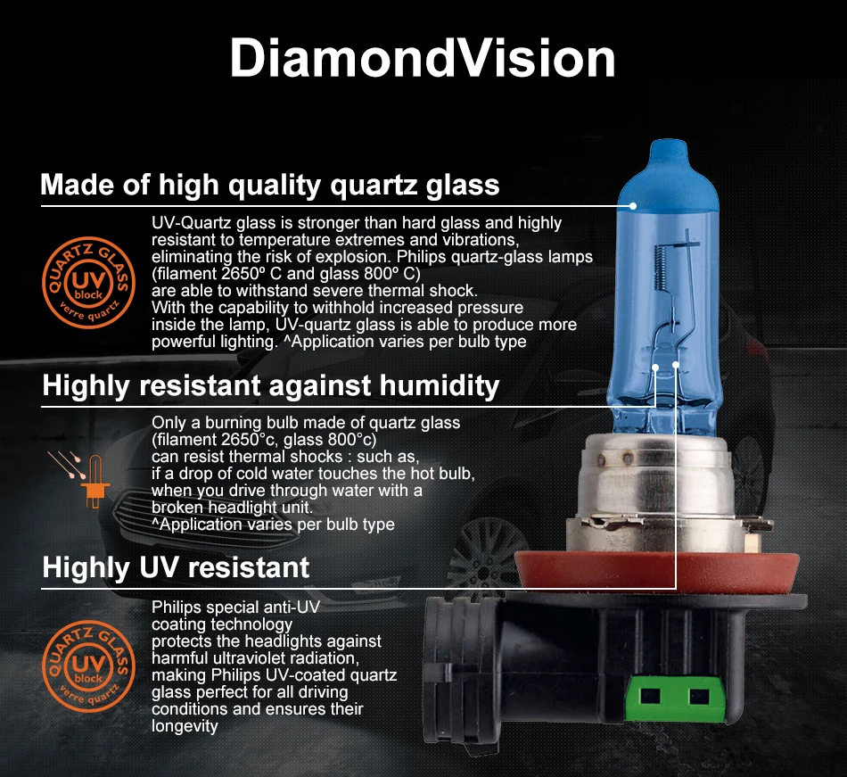 Philips h11 галогенный 55 Вт 12 В Diamond Vision 5000K Ultimate белый светильник авто лампа H8 головной светильник оригинальные аксессуары для автомобиля 2 шт