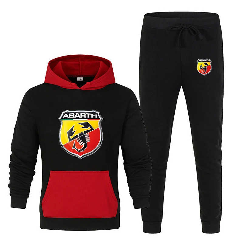 

2021 Spring Autumn Men's Brand Abarth Printing Set Harajuku Jackets Sport Suits Hip Hop Male Hoodies Casual Sweatpant Set