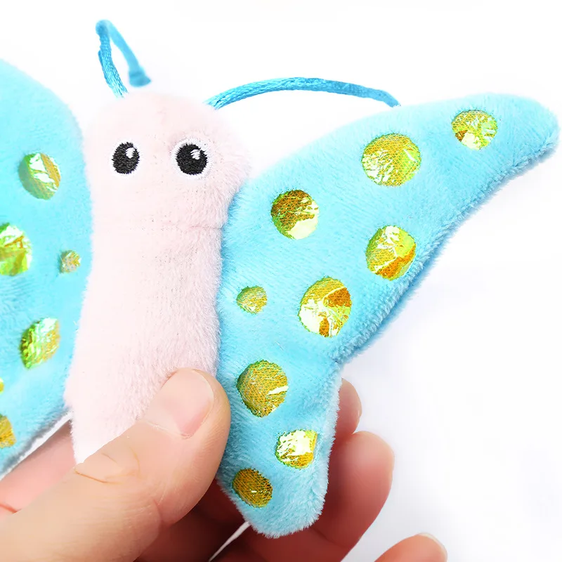 

Cat toy plush Contains sound paper catnip toy plush animal shape body butterfly shaped fish shaped small and cute sounding toy