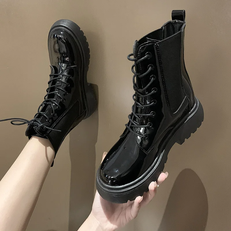 

Lady Boots Women Rubber Shoes Rain Round Toe Boots-Women Chelsea Black Summer 2021 Rock Low Mid-Calf Mid Calf Lace-Up PU Rome