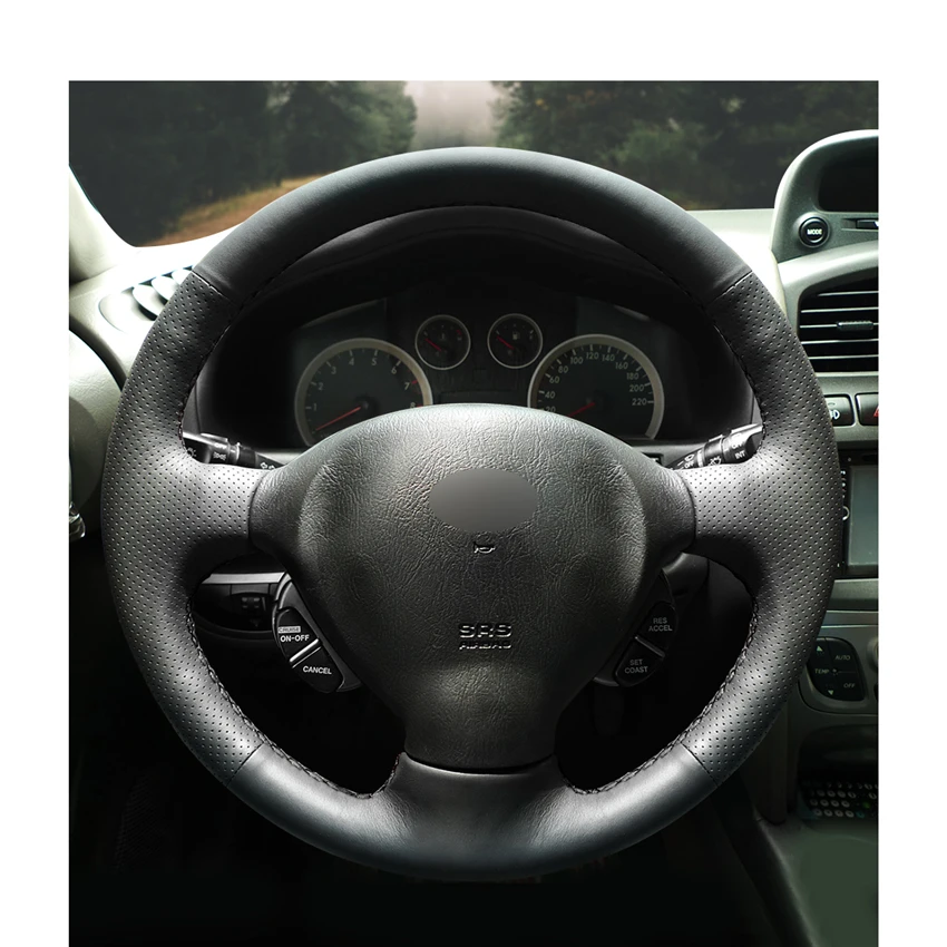 Черная искусственная кожа PU чехол рулевого колеса автомобиля для Hyundai Santa Fe 2000 2001
