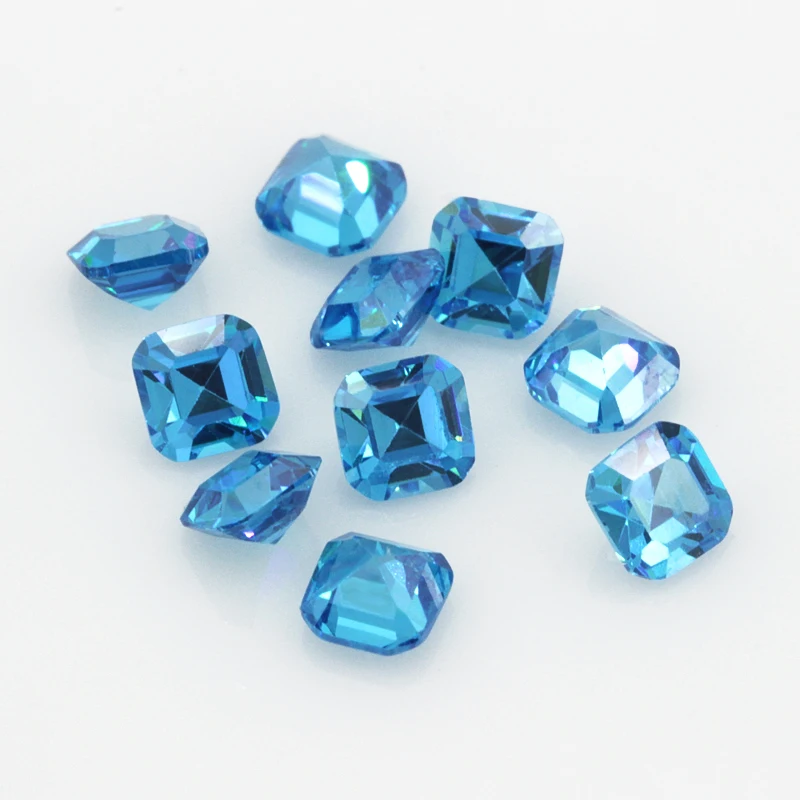 Asscher Cut Sea Blue квадратная форма свободный CZ искусственный кубический цирконий для