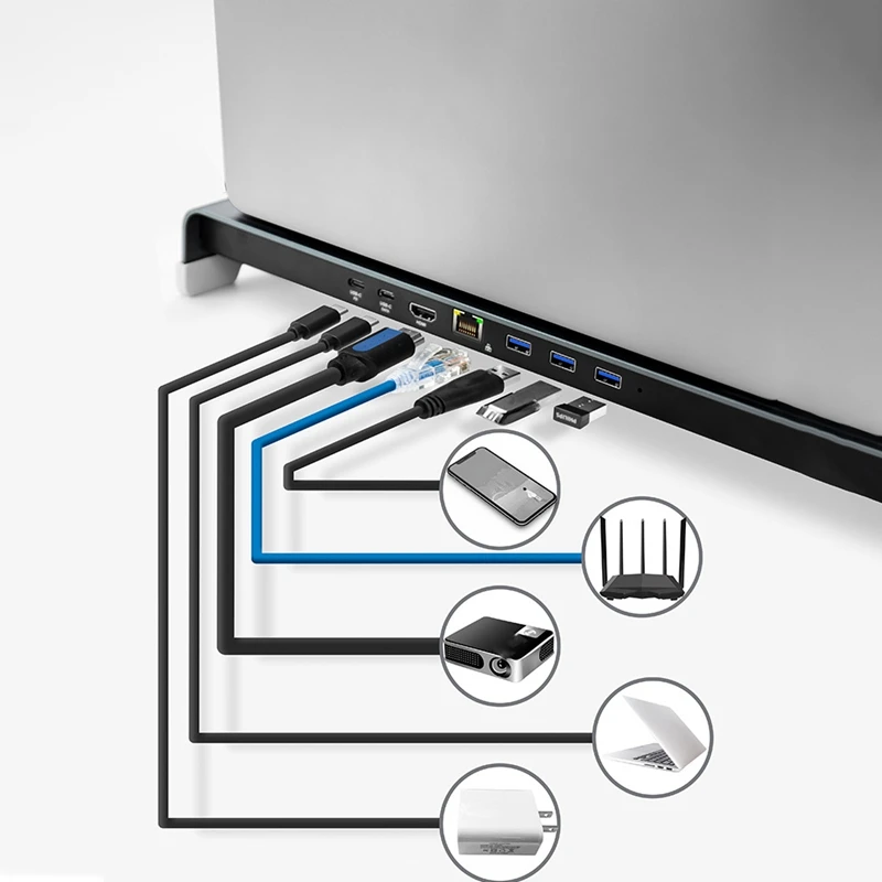 Vaydeer Алюминий монитора настольная подставка Дисплей Riser с Тип C/USB3.0/HDMI мульти