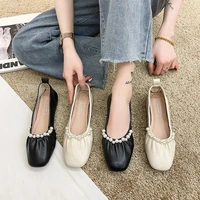 spring and summer womens flat shoes casual and comfortable flat shoes soft sole square head shallow mouth ladies single shoes