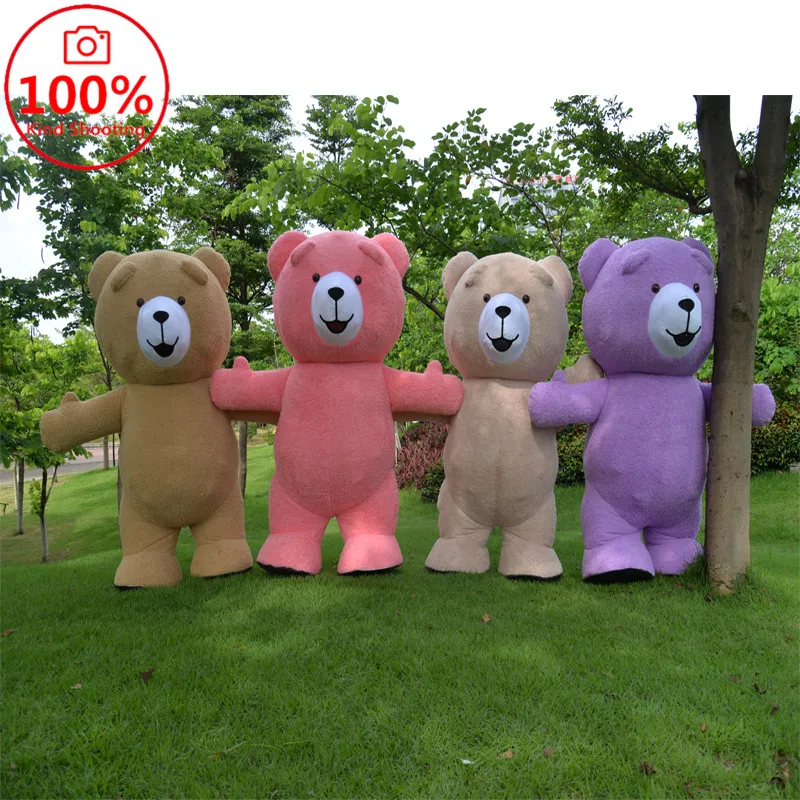 Inflatable Ted dy Bear Plush Mascot Costume Suit Cosplay Party Game Furry Dress Outfits Halloween Xmas Easter for Adult Costume