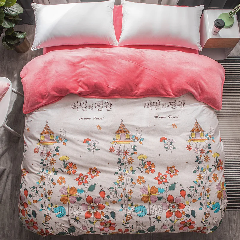 Зимний хлопковый + фланелевый флисовый двухслойный пододеяльник одеяло домашний