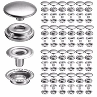 200pcs stainless steel silver sewing buttons sets press studs snap fasteners for leather craft clothes bags 15mm stud cap