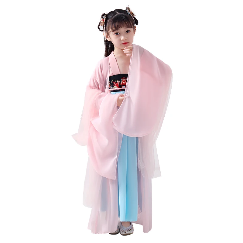 

2021 Hanfu Children Traditional Chinese Ancient Costume Tang Dynasty Fairy Dress Girls Chinese Opera Costumes Folk Dance Wear