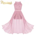 Кружевное платье с цветочным рисунком для маленьких девочек Стразы комбинезон платье для празднования дня рождения, вечерние летние платья для девочек, длинное платье, платье для первого причастия, платья для девочек, держащих букет невесты