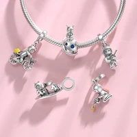 astronaut kid series 925 sterling silver charms cycling love life metal beads for jewelry making fits original charms bracelets