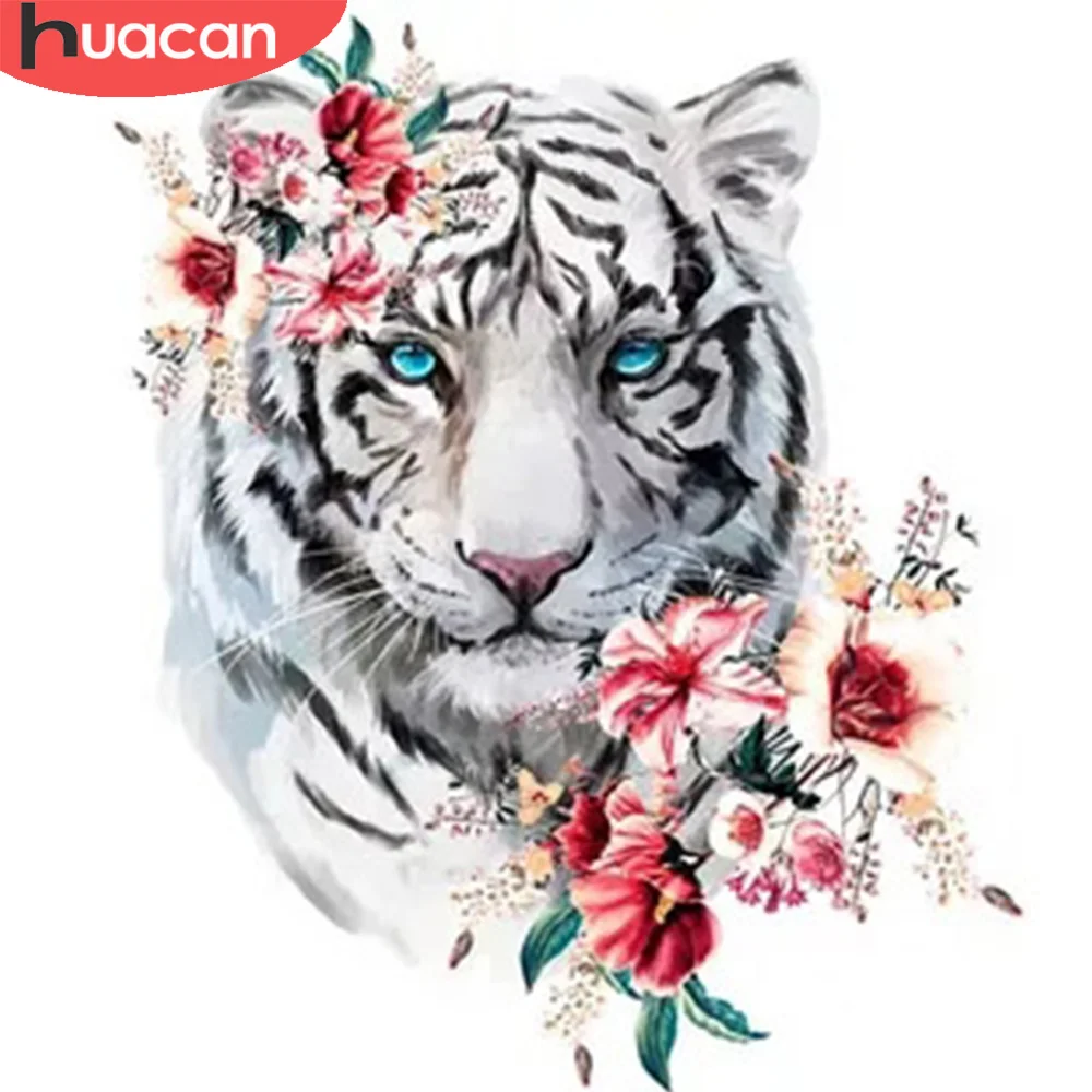 

Алмазная 5D картина «сделай сам» HUACAN с тигром, полноразмерная/круглая вышивка из страз, мозаика с животными, ручная работа, домашний декор, по...