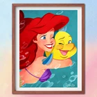 Алмазная 5D картина сделай сам, наборы с крестом, Русалка, принцесса, алмазная вышивка, Круглая Мозаика, узор, подарок для детей