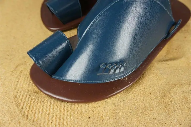 

Men's Handmade PU Blue Open Toe Flat Casual Sandals Classic Fashion Trend Daily Light Beach Shoes Summer Shoes KA126