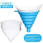 Складная силиконовая воронка + 200 шт. нейлоновых сетчатых фотофильтров диаметром 150 микрон для автомобиля, краскопультов, декоративно-прикладного искусства