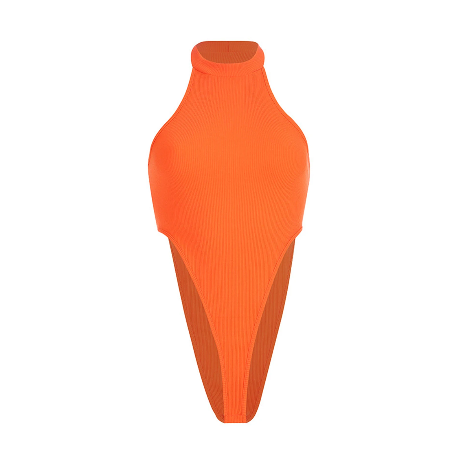 

Women Bodysuit Summer Tops Sleeveless Solid Color Hanging-Neck Off Shoulder Sleeveless Tight Playsuit Basic Bodycon Jumpsuit