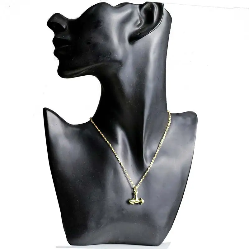 Подвеска в виде гантели Ожерелье Фитнес золотого цвета чокер штанга для