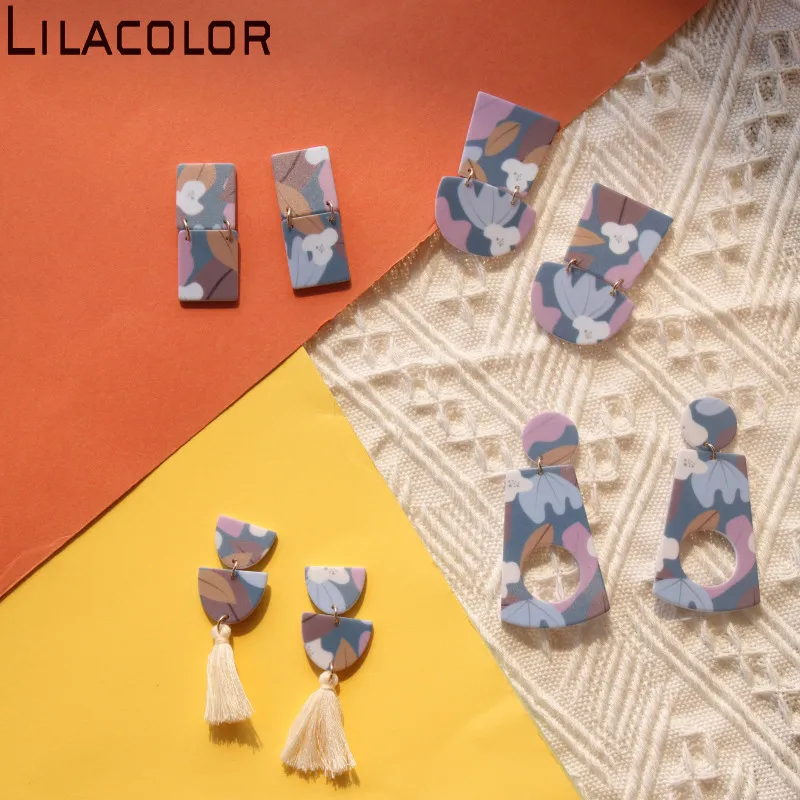 Lilacolor 2020 Модные Новые разноцветные геометрические круглые квадратные акриловые