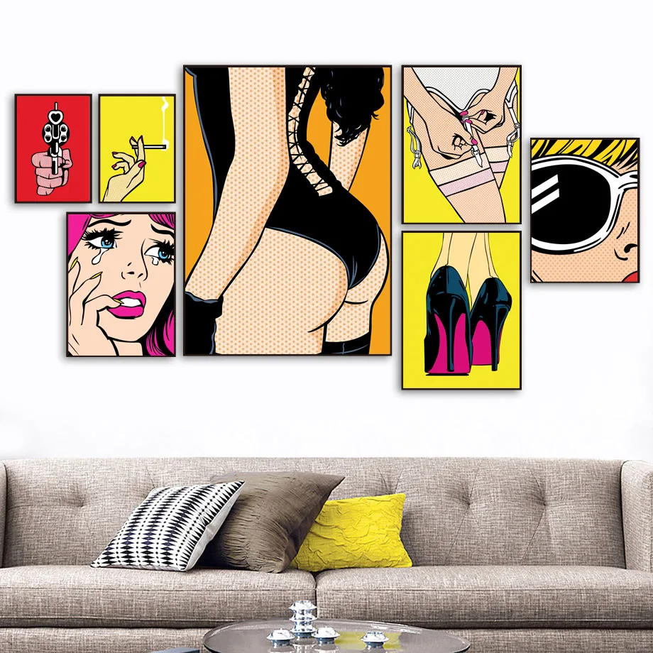 Модное сексуальное нижнее белье женская обувь носки поп-настенная Картина на