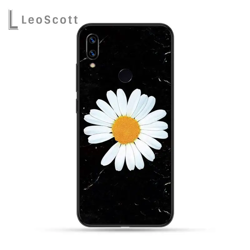 

Black White Flower Daisy Phone Case For Xiaomi Redmi Note 4 4x 5 6 7 8 pro S2 PLUS 6A PRO