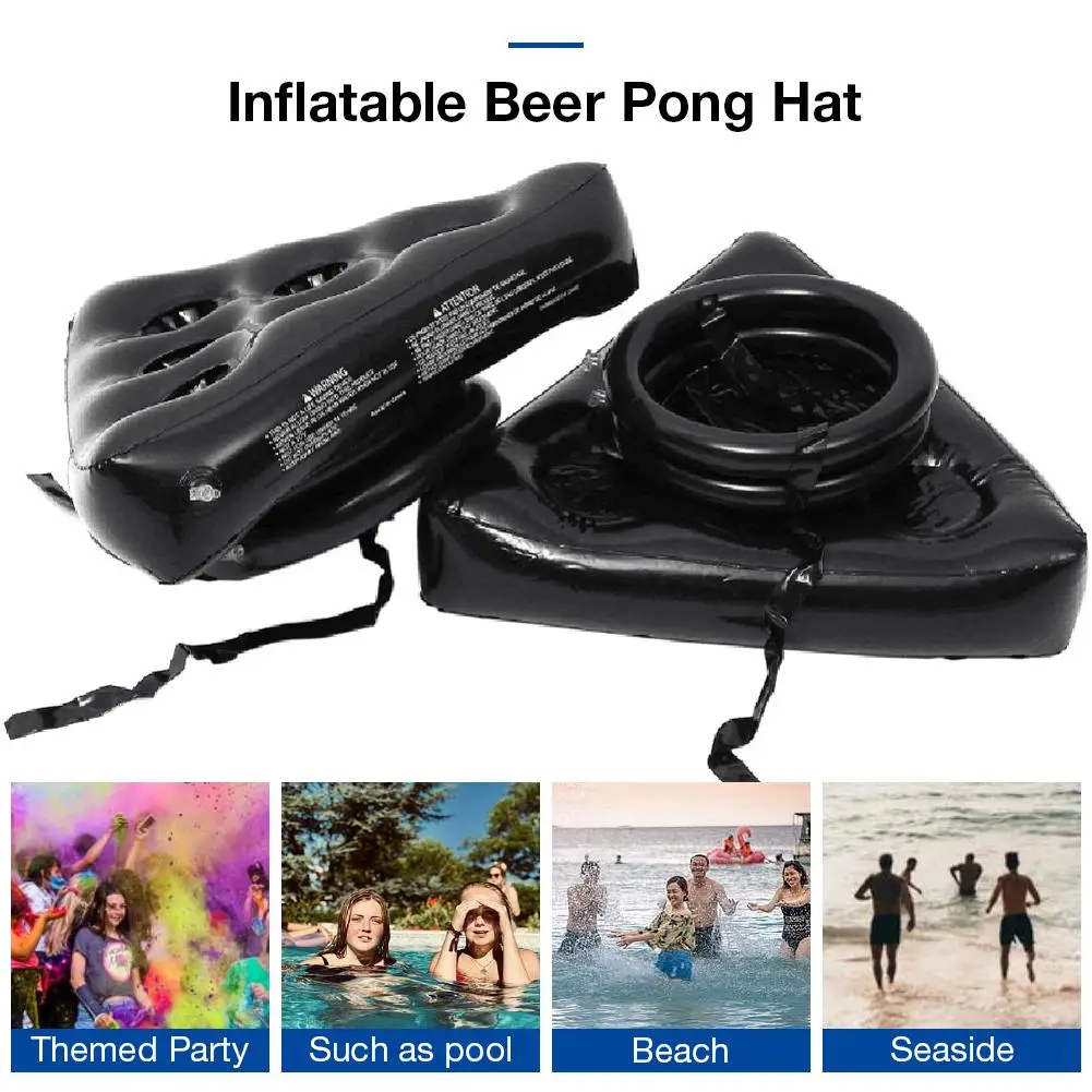 Inflatable Beer Pong Hat Ring Toss Game for Adult Swimming Pool Beach Party Fun