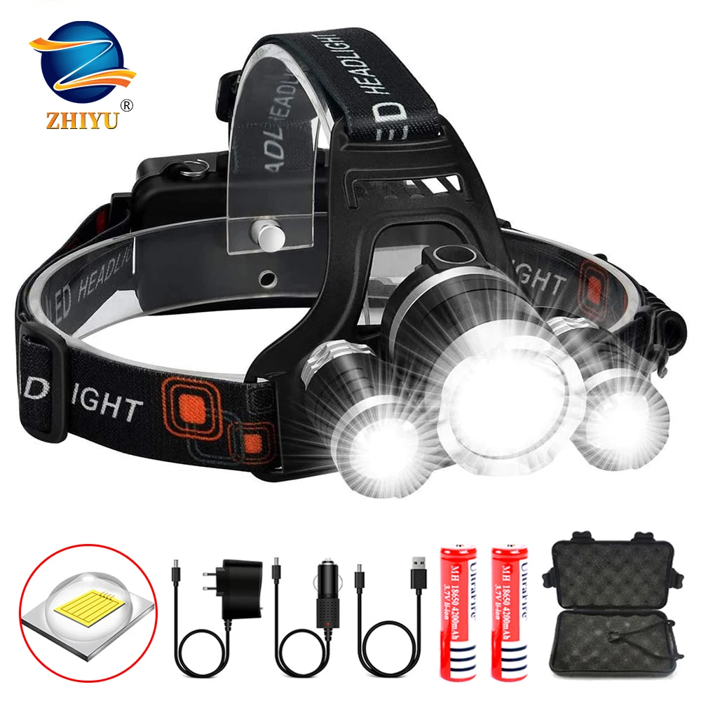 Перезаряжаемый светодиодный налобный фонарь 1000 лм портативный