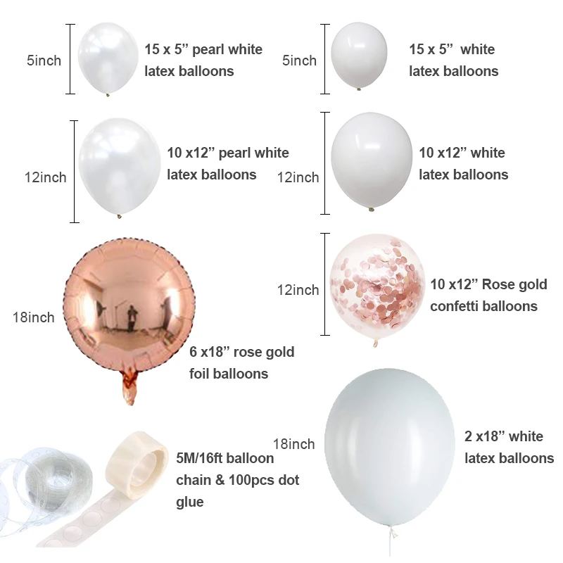 DIY RoseGold воздушные шары гирлянды комплект розовое золото день рождения