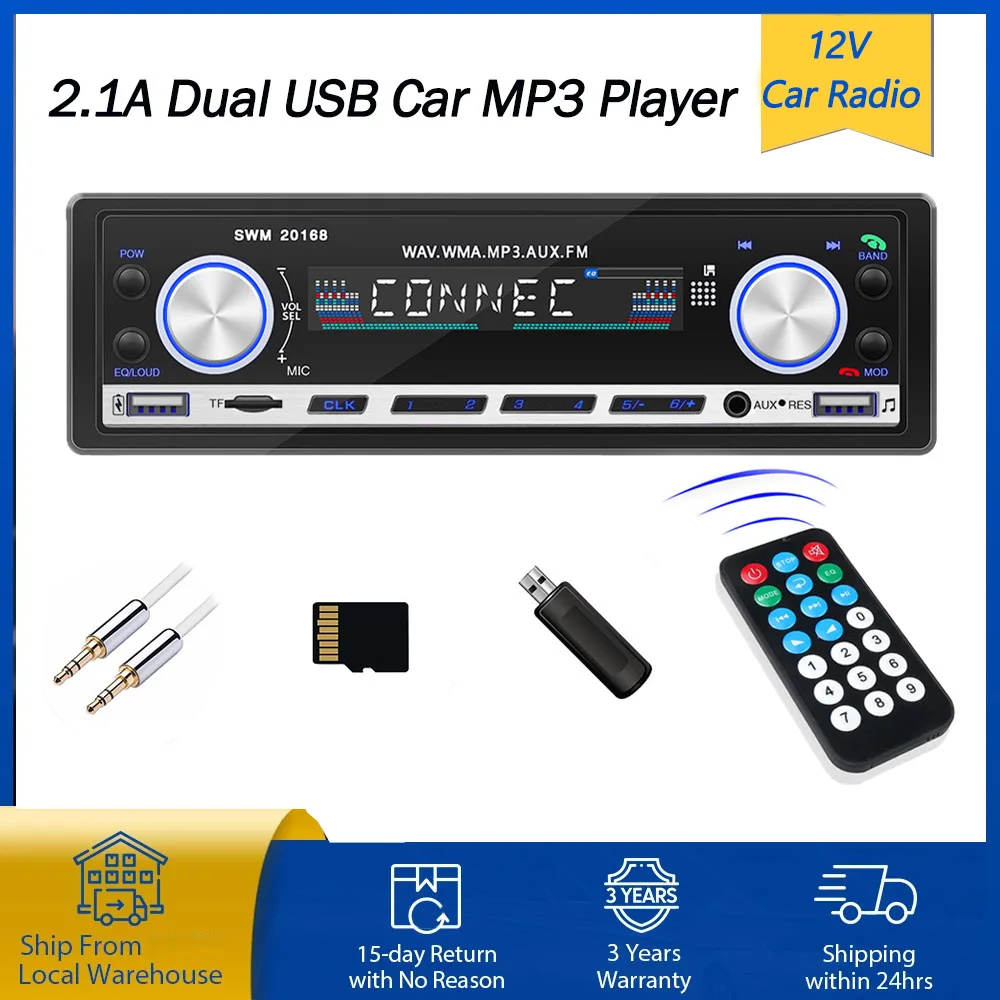 

Pro Car Radio Stereo Player Digital Bluetooth 4.0 Car MP3 Player 55W FM Radio Stereo Audio Music USB/SD With In Dash AUX Input