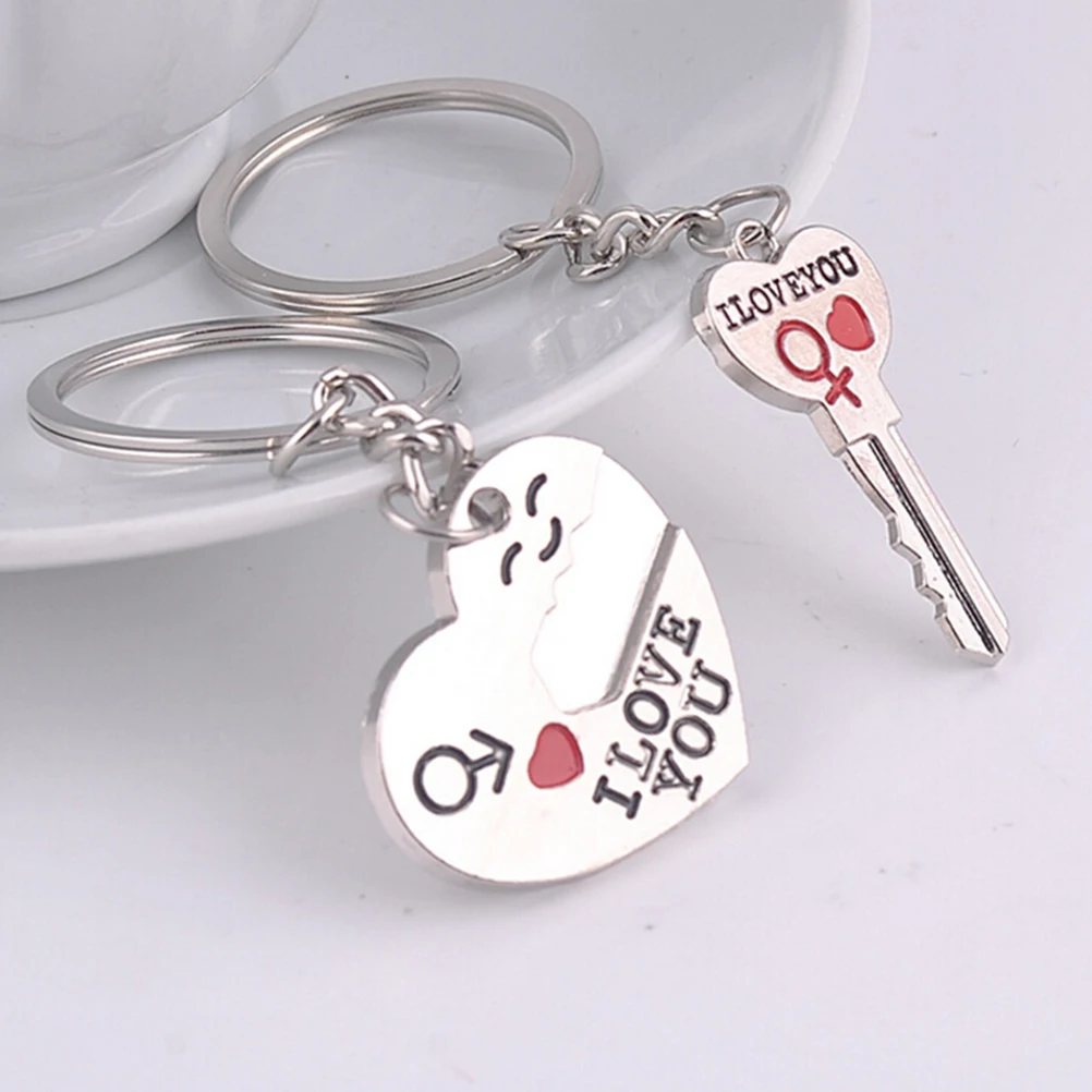 

2pcs Love Heart Key Ring Keyfob Couples Romantic Keychain Lover Gift