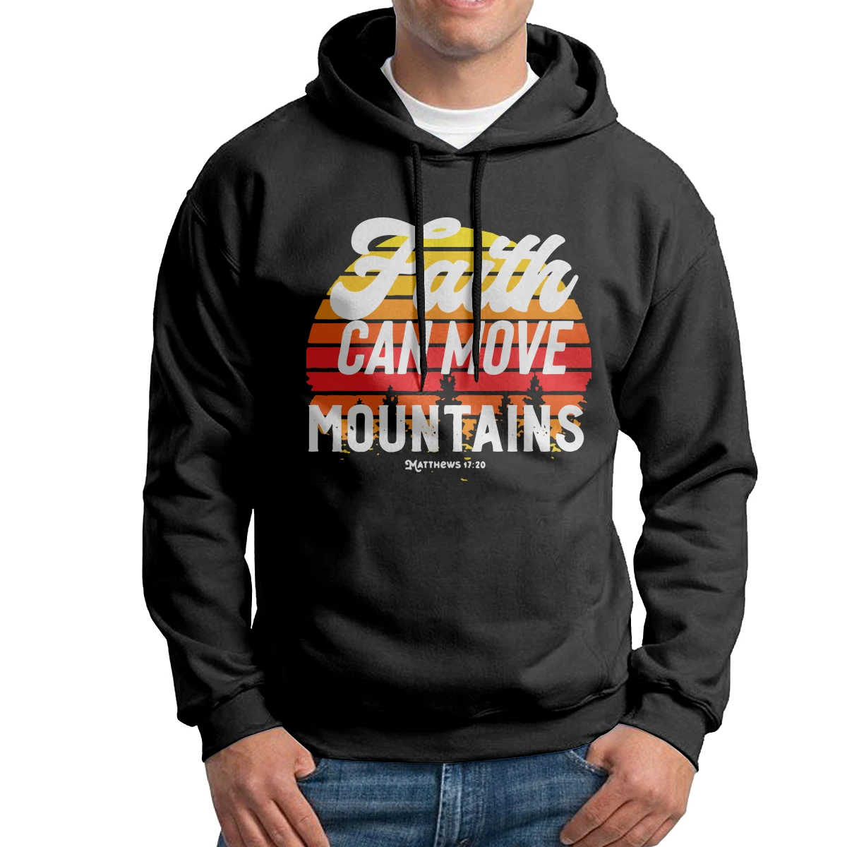 

Fun Hoodies Men's Faith Can Move Mountains Cotton Sweatshirt Graphic Hoodie Shirt