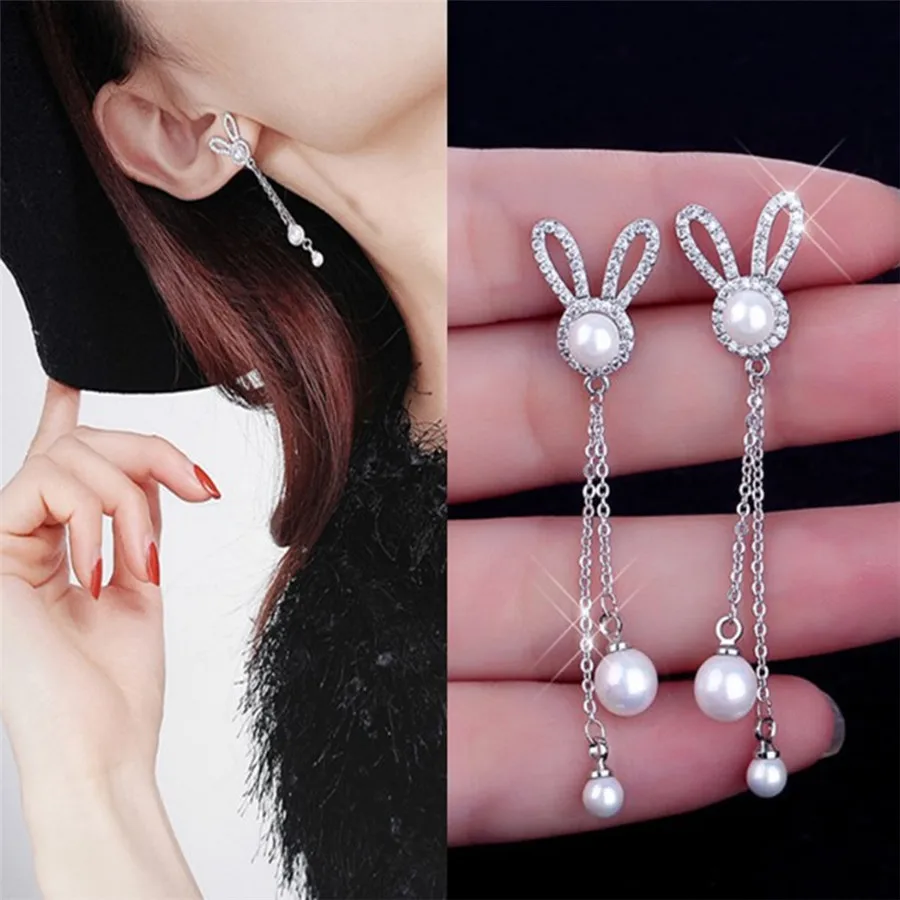 Qianraq милые серьги в виде Головы Кролика супер мигающие Серьги с бахромой кролика