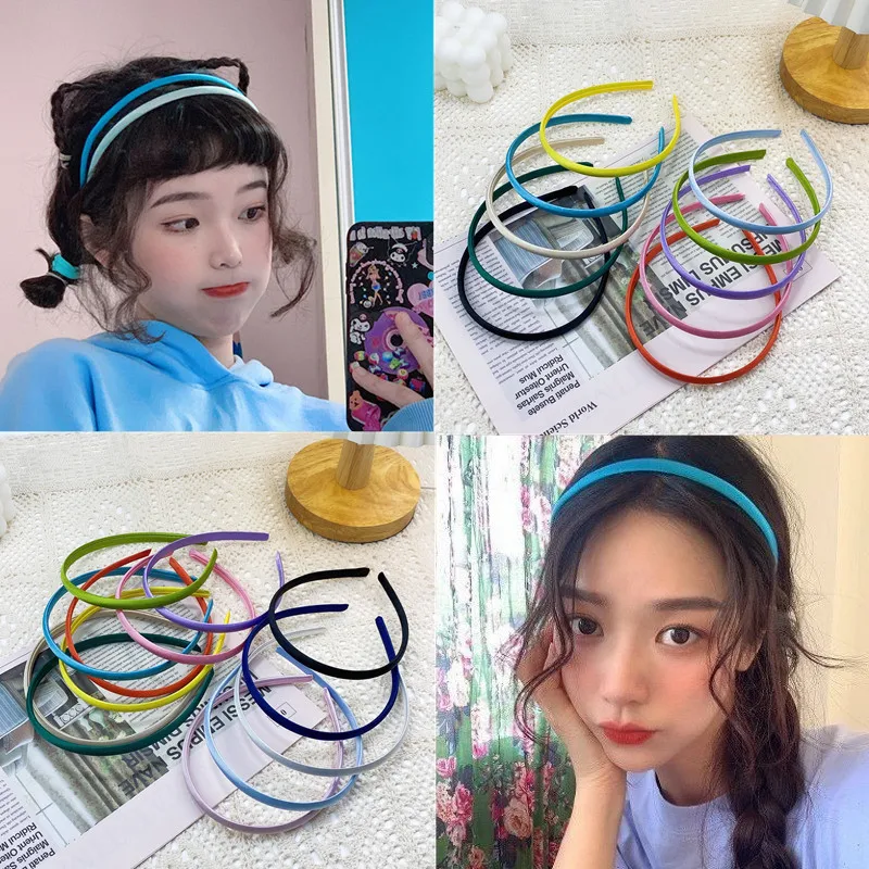 

2021 Fashion Women Girls Solid Color Stain Headband Bezel for Hair Hoop Band Girls Simple Headwear Hairband Hair Accessories