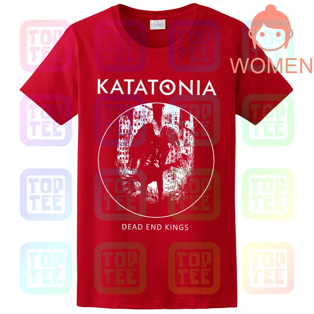 WOMEN-RED Кататония-тупые короли-прогрессивный рок,-Opeth, T_ рубашка-Размеры: от S до 7xl-показать название оригинала - Цвет: WOMEN-RED