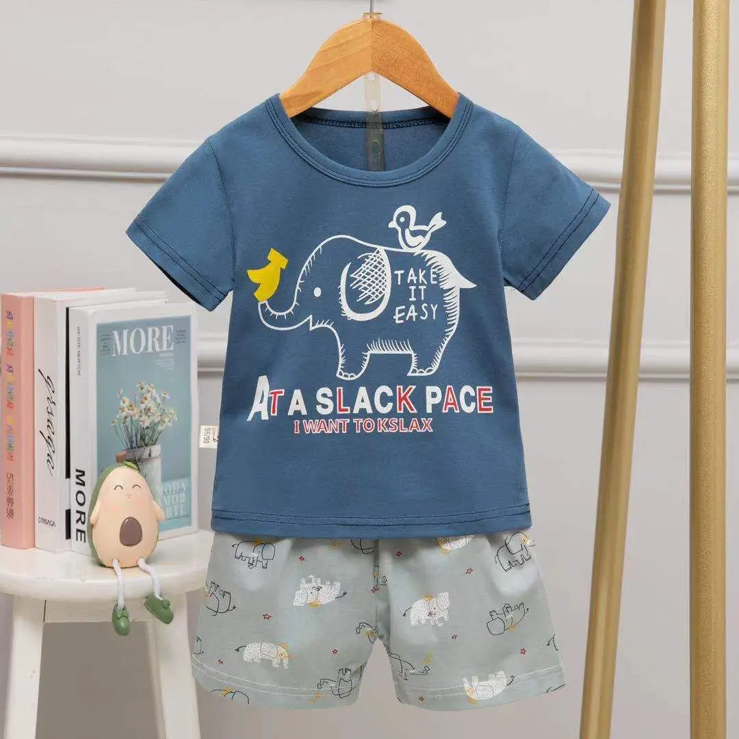 Summer Cotton Children's Pajamas Short sleeve T-shirt Shorts Clothes For Teens girl Clothing Cartoon Boy Nightgown Home Service images - 6