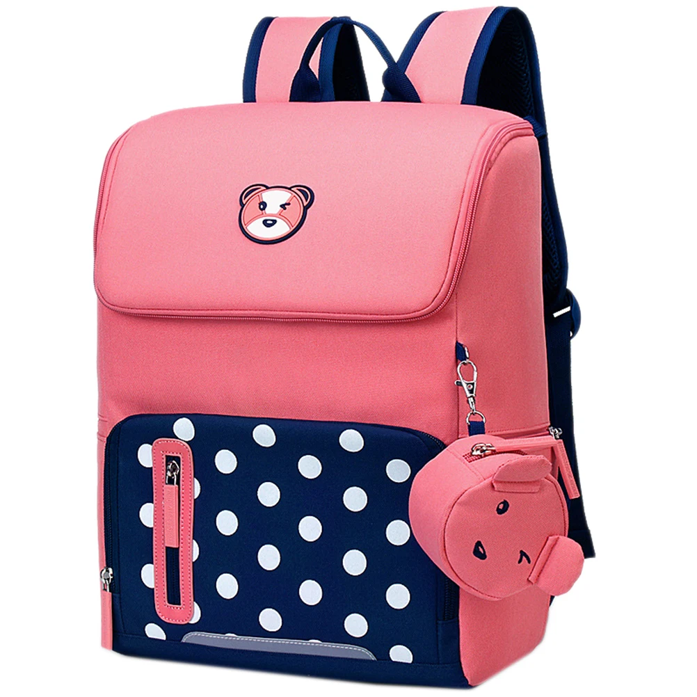 

Large schoolbag Dot Printing Waterproof Student School Backpack Breathable Decompression Large Capacity Schoolbag with Coin Bag