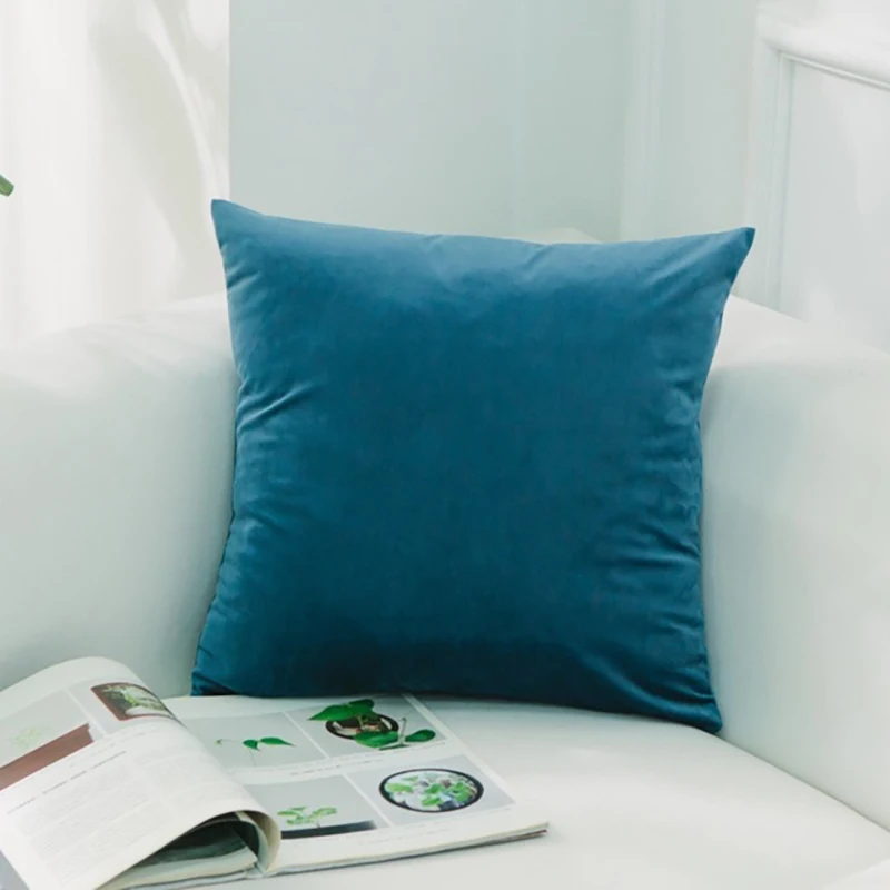 19 Nordic Style Velvet Pillowcase Simple Solid Throw Cushion Covers Square Pillow Cover for Bedroom Sofa Living Room Decoration - Цвет: 19