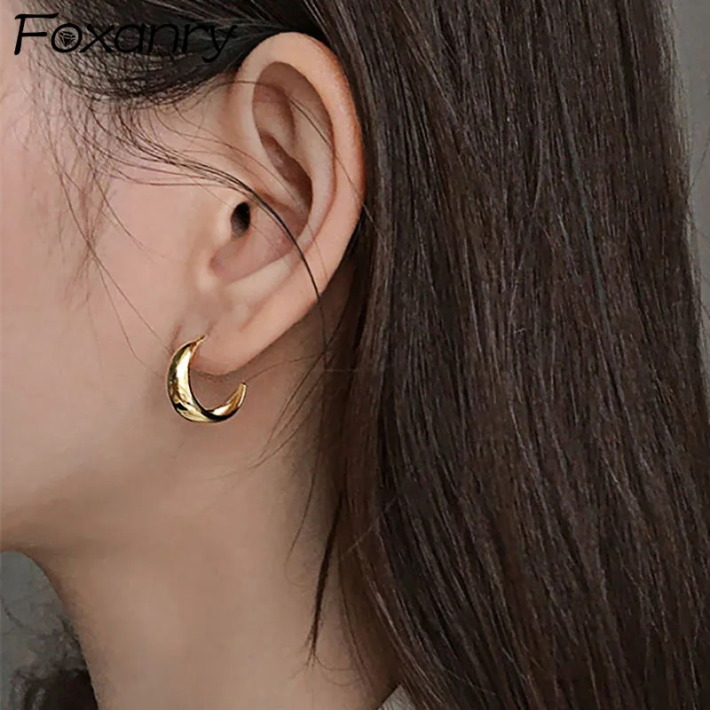 

Foxanry Prevent Allergy Silver Color Stud Earrings New Trendy France Gold Plated Exquisite Elegant Wedding Bride Jewelry
