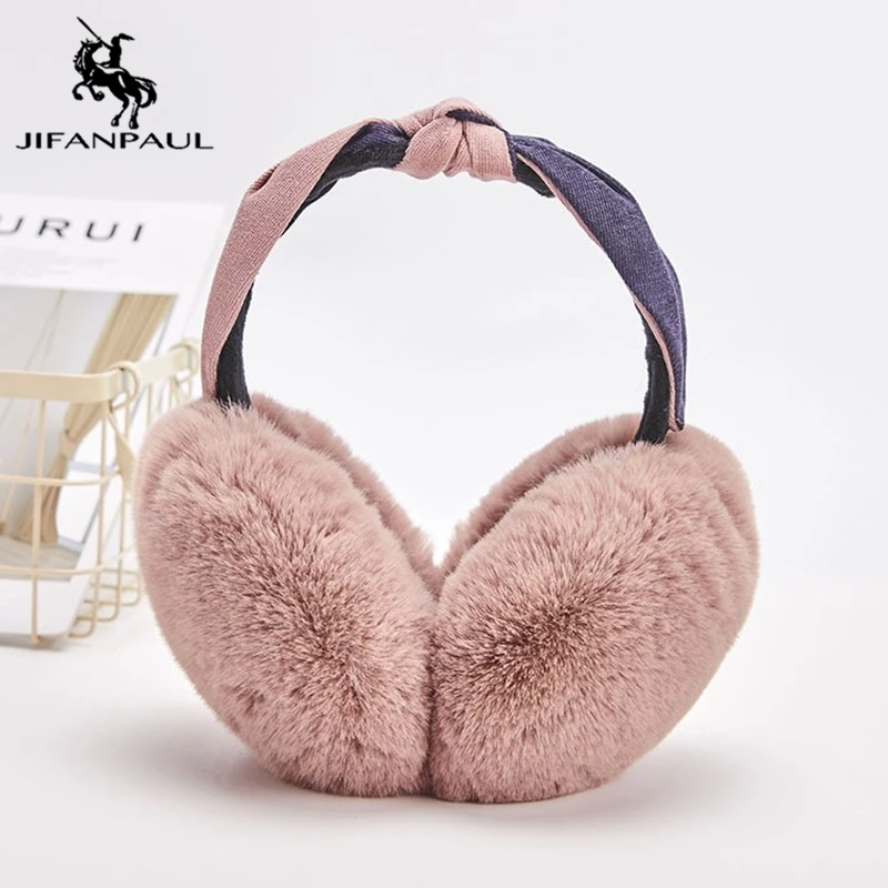 

JIFANPAUL 2020 new headband folding earmuffs rabbit fur winter warm earmuffs fashion cute wild ladies earmuffs