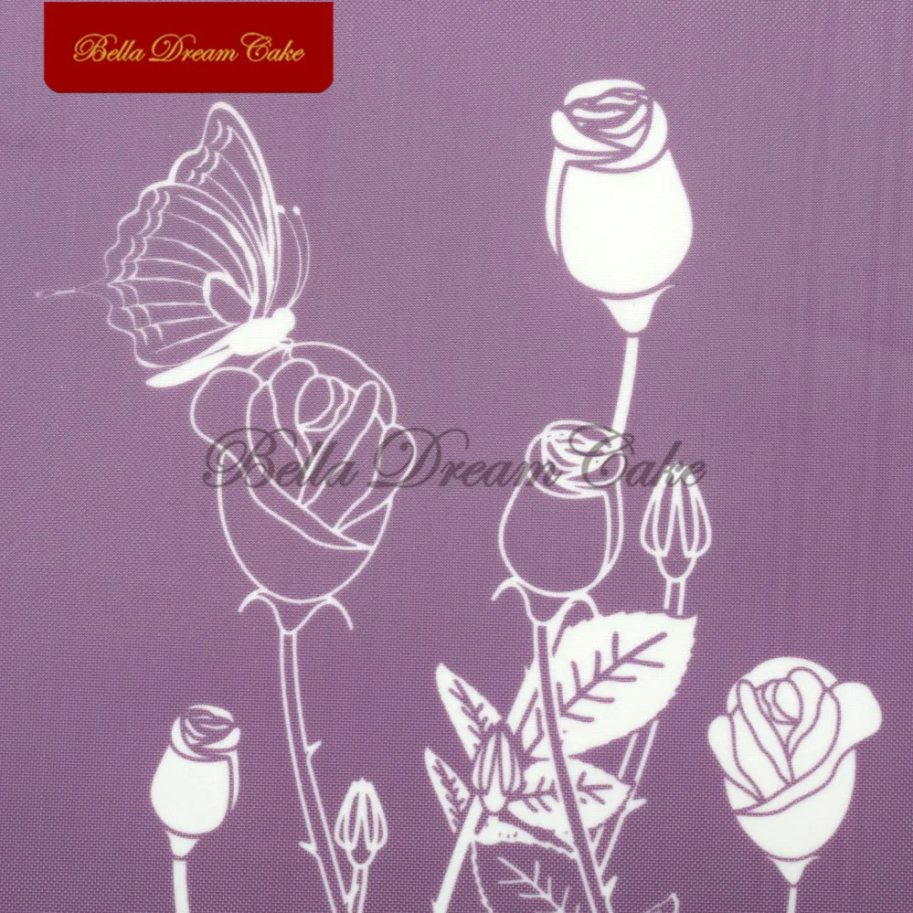 Цветок розы бабочка кружевной узор сетчатый трафарет Инструменты для украшения