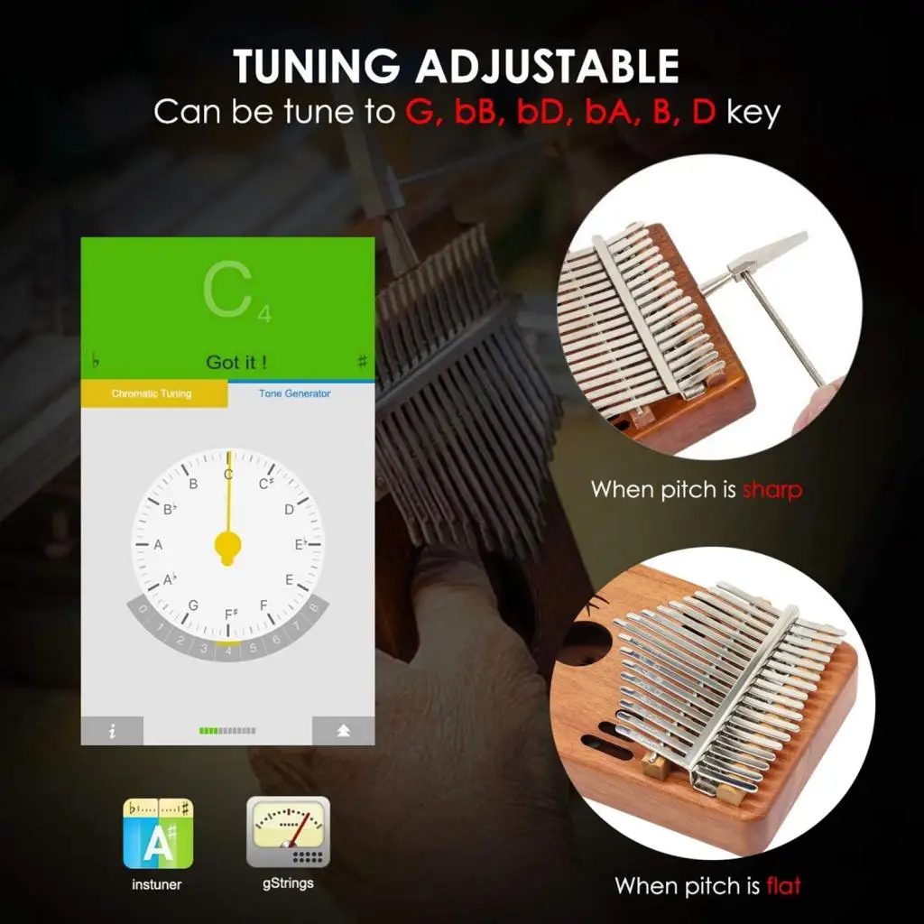 

Portable Mahogany 17Keys Kalimba Mbira Piano Instrument Hobbyists with Bag Tuner Thumb Percussion Gift Single Board African