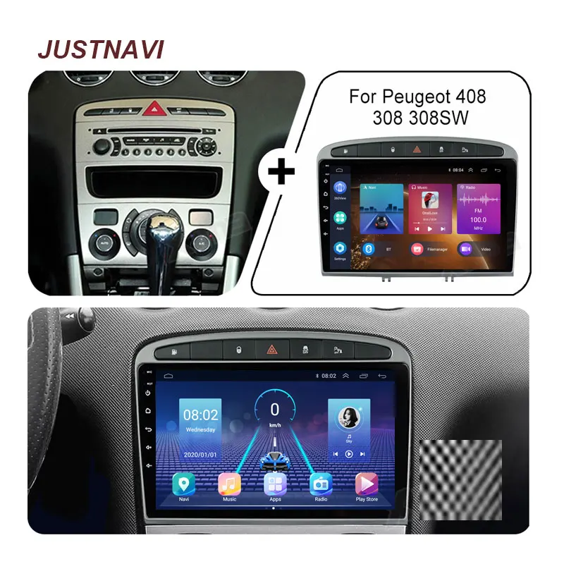 JUSTNAVI QT5 для Peugeot 408 308 308SW Android 10 0 автомобильное радио мультимедийный видеоплеер 4G