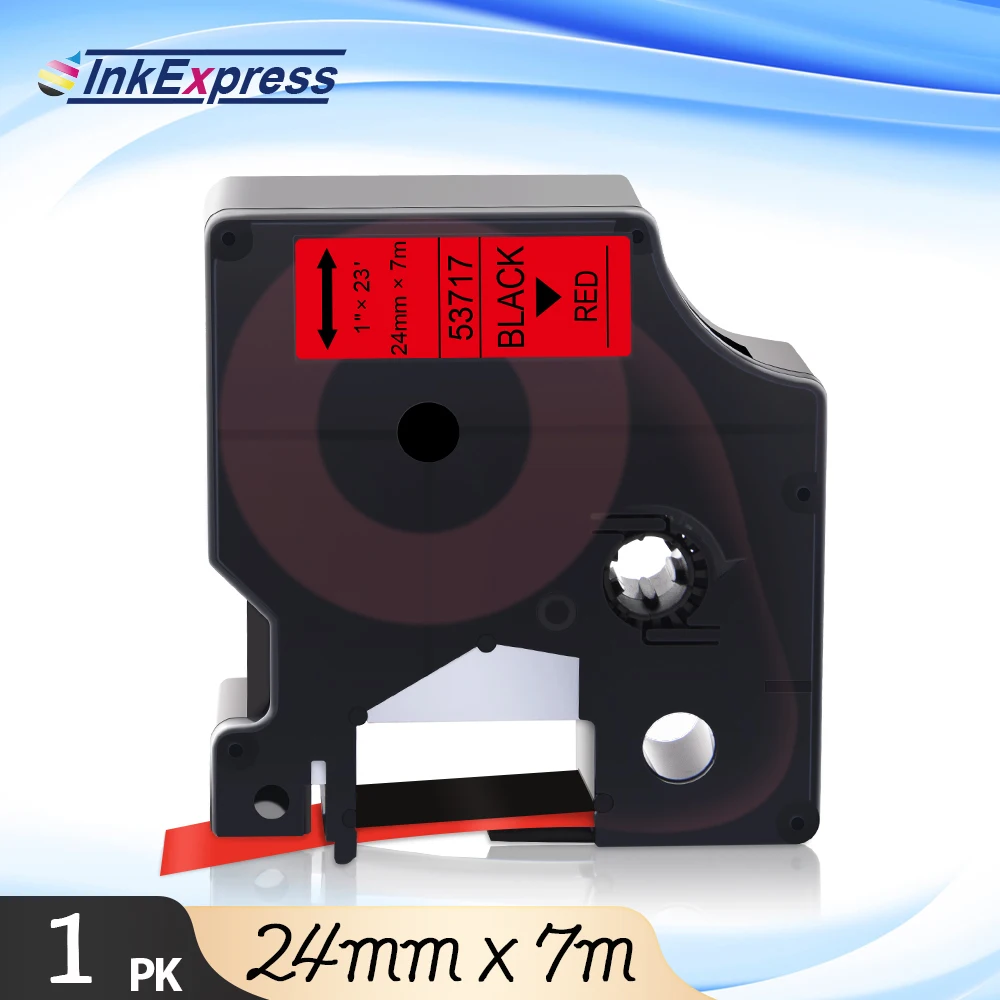 

InkExpress 53717 Label Tape For DYMO D1 Tape 24mm 53717 Label Cartridge Black on Red For DYMO LabelWriter 450 DUO 450 twin turbo