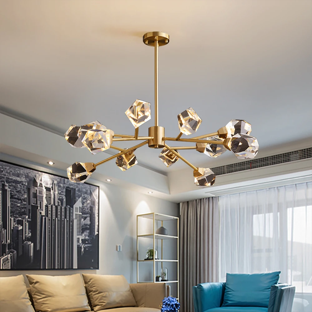 Современное Хрустальное внутреннее освещение люстры для гостиной столовой