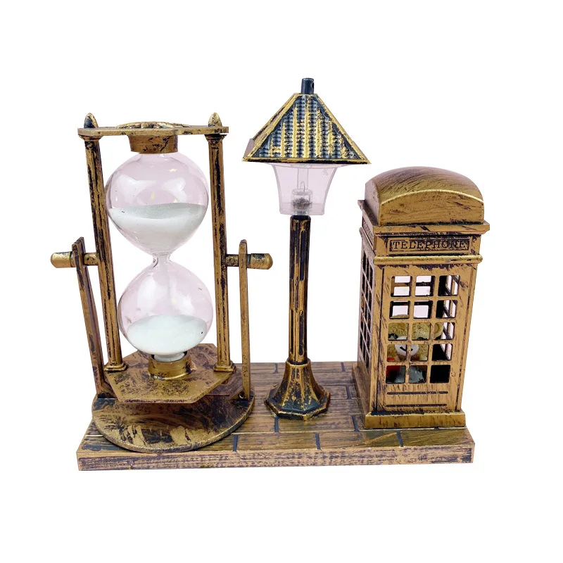Antique Telephone Booth Bear Street Lamp Hourglass Creative Gift Two-color Night Light Decoration desk toy squishy enlarge