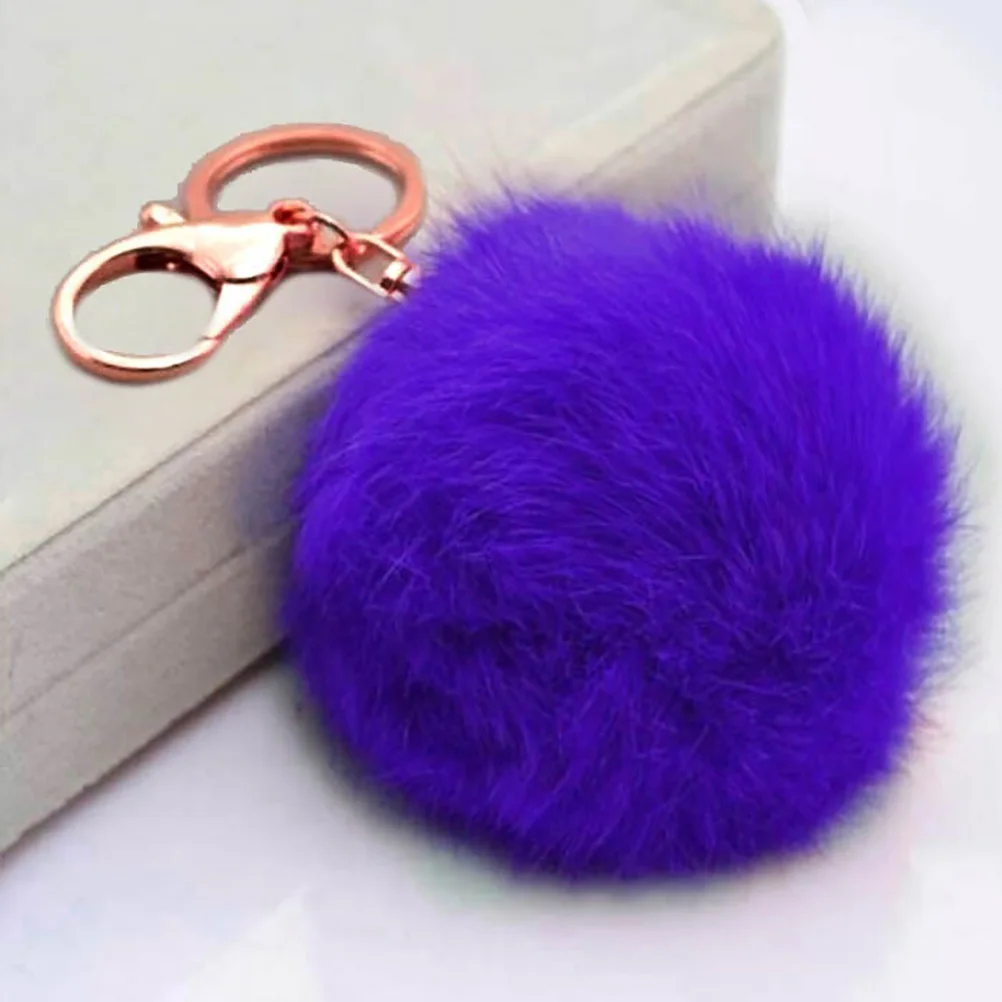 

8cm Pompom Car Key Ring Pendant Fur Ball Keychain Rabbit Fur Plush Fur Key Chian POM POM Keychain For Woman Car Bag KeyRing Toy