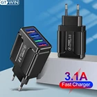 GTWIN USB зарядное устройство Quick Charge 4,0 3.1A Быстрая Зарядка адаптер питания зарядное устройство для Samsung iPhone 12 11 портов мобильный телефон зарядное устройство
