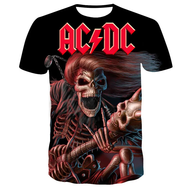

Letter Printing Rock Top Summer AC/DC Brand T-shirt men's Funny Casual Children 3DT Shirt Fashion New T-shirt