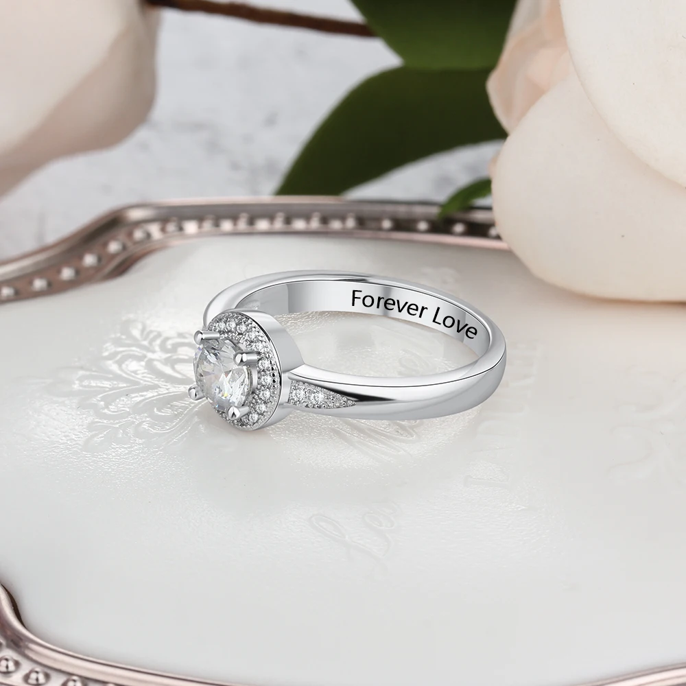 Персонализированные 925 пробы серебряные кольца с гравировкой имени для женщин