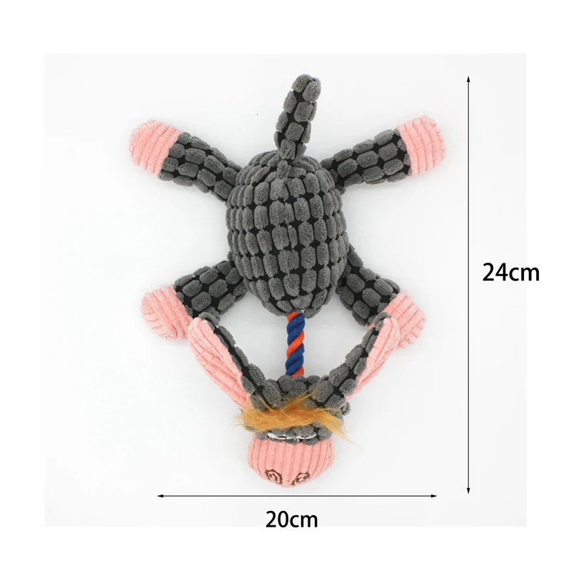 

s-Donkey Shaped Corduroy Chew Toy For Dogs With Squeaker Interactive Pet Molar For Teeth Cleaning