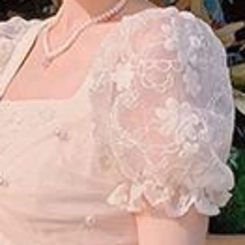 

Summer White Fairy Dresses Women Elegant French Vintage Lace Sweet Midi Dress Casual Chic Short Sleeve Princess Party Robes 2021